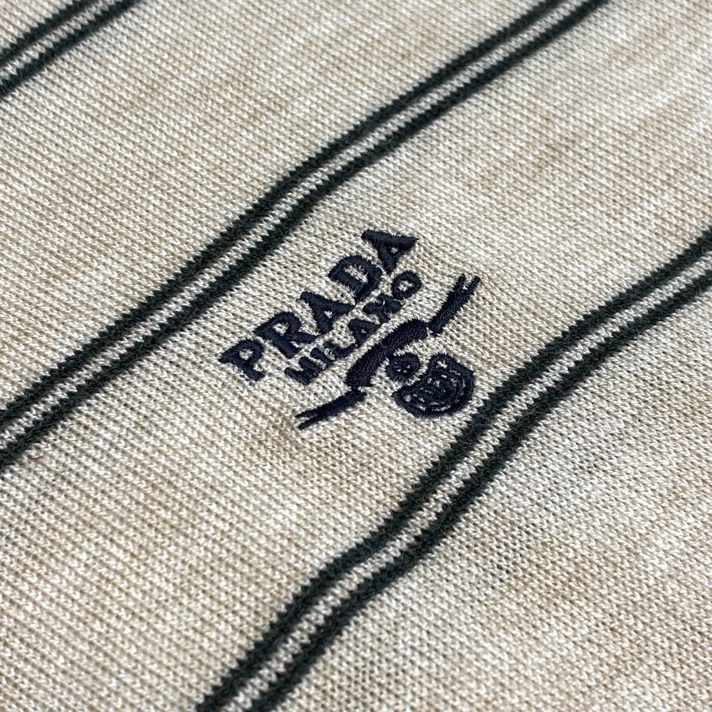 Prada Men's Summer Striped Logo Solid Color Knit Pullover Short Sleeve Polo Shirt #81199