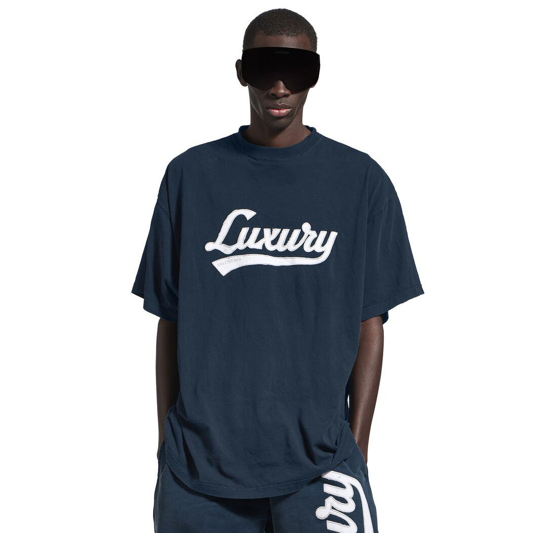 Balenciaga ﻿﻿LUXURY SCRIPT Men's And Women's Summer Fashion Casual Solid Color Crew Neck Letter Patch Plain Knit Fabric Short Sleeve T-Shirt #78876