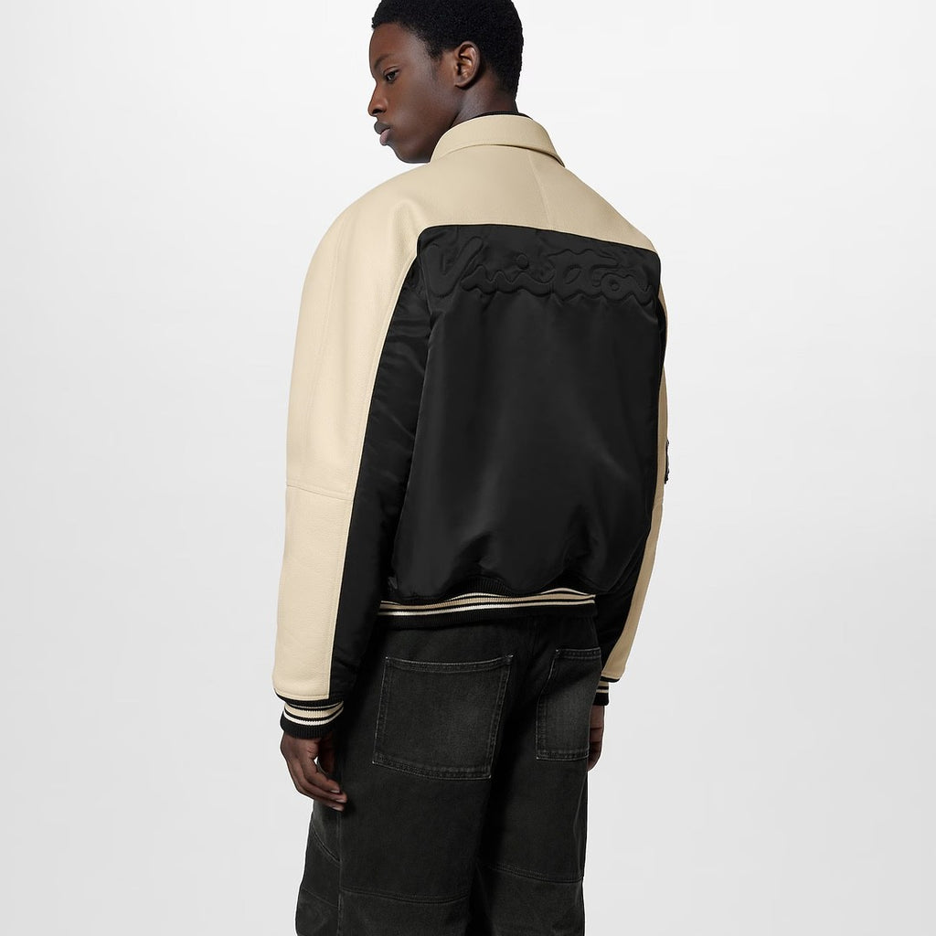 Louis Vuitton Men's Autumn Single Breasted Leather And Nylon Blouson Jacket #72784
