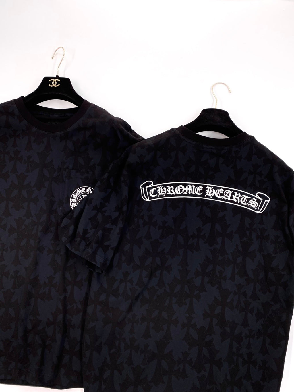 Chrome Hearts Men's Summer Black Logo Printed Round Neck Straight Short Sleeve T-Shirt #99844