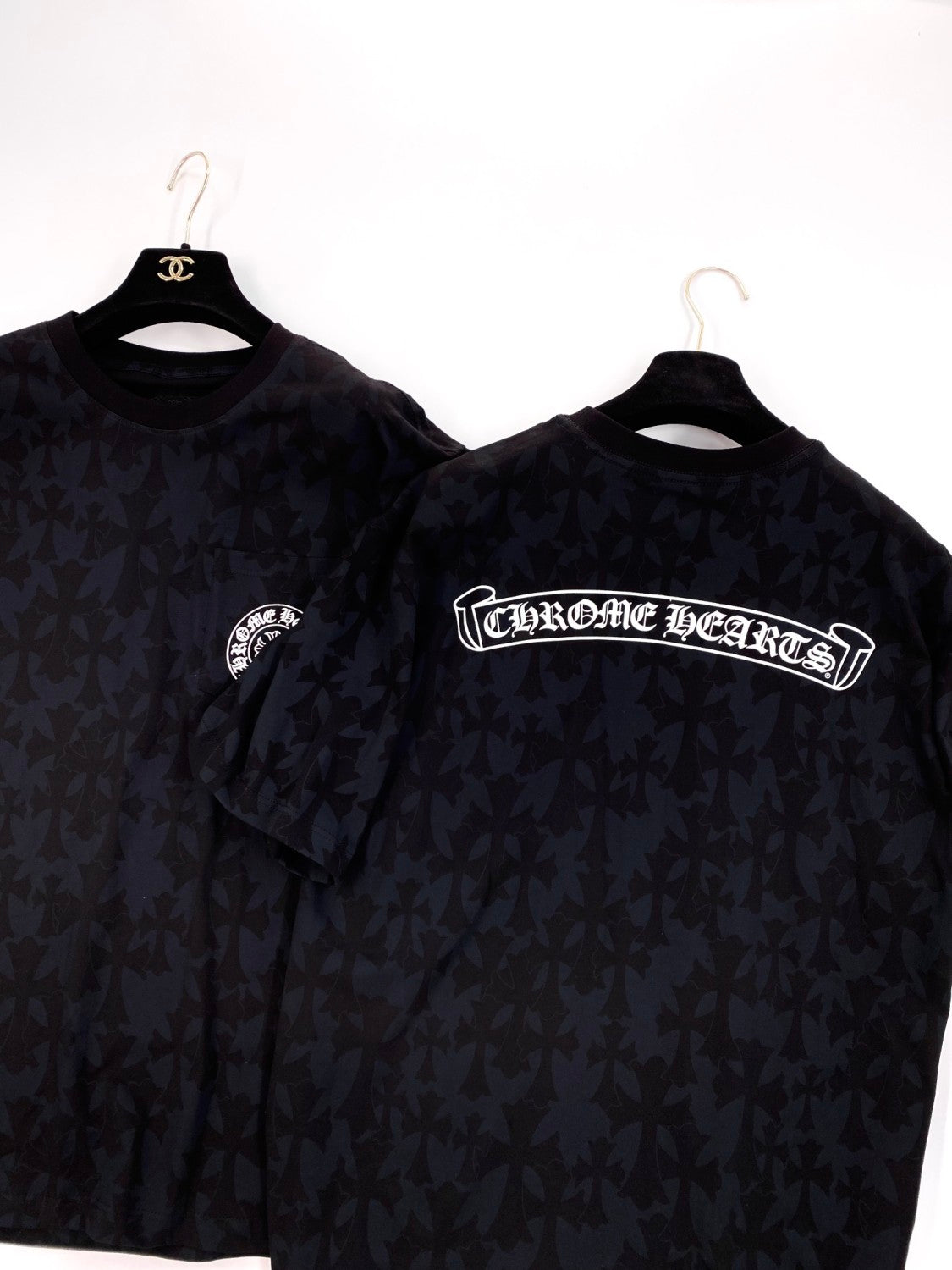 Chrome Hearts Men's Summer Black Logo Printed Round Neck Straight Short Sleeve T-Shirt #99844