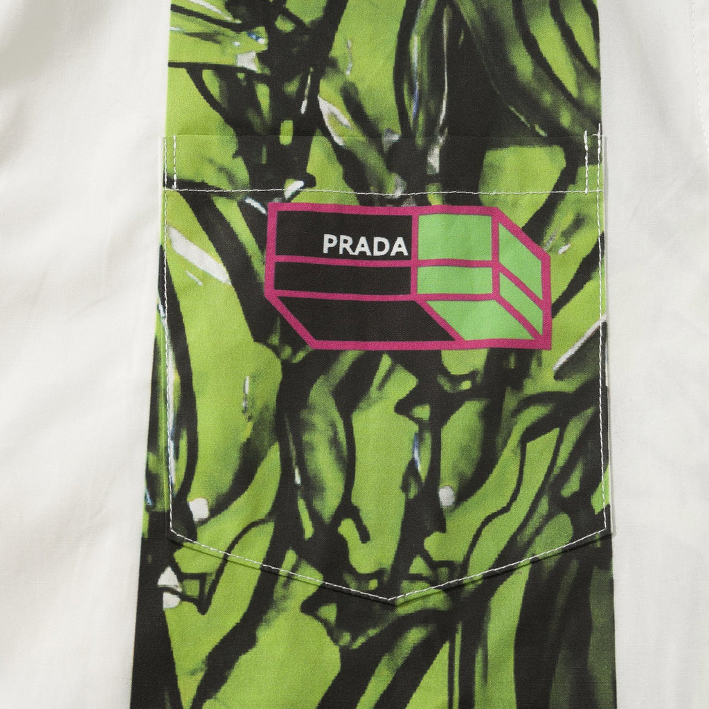 Prada Men's Women's Summer Colorblocked Floral Logo Printed Cotton Short Sleeve Shirt Ngvp #1777