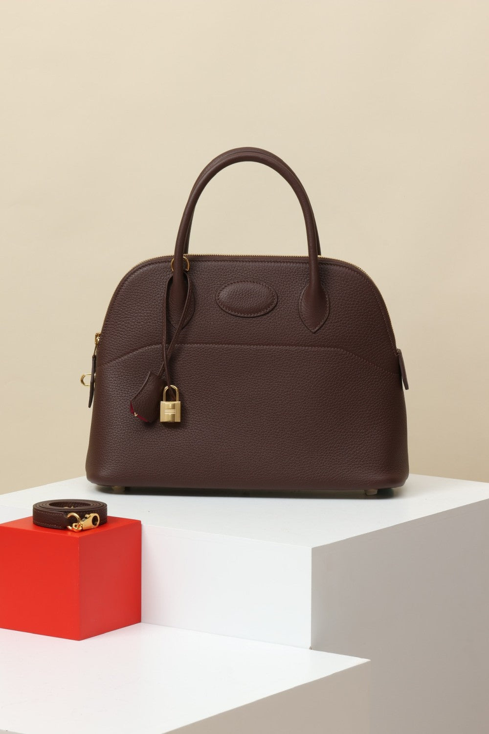 Hermes bo31 Women's Solid Color Leather Zipper Closure Shoulder Crossbody Handbag Bag Bags #75532
