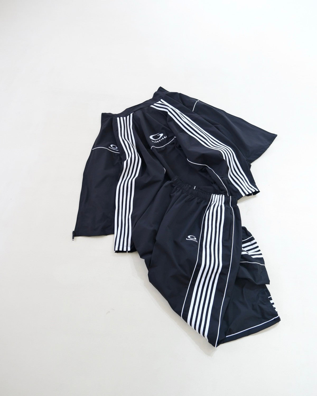 Balenciaga Men's And Women's Spring/Fall Fashion Casual Solid Color Striped Zipper Stand Up Collar Sports Embroidered Long Sleeve Loose Jacket #78257