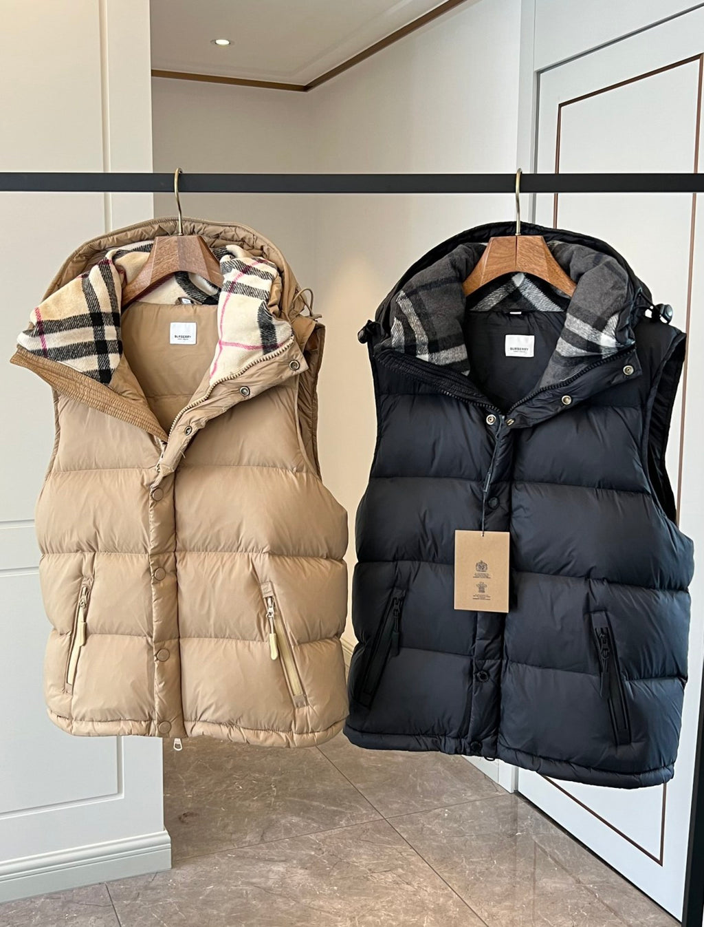 Burberry Men's Winter Solid Color Hooded Drawstring Single Breasted Detachable Long Sleeve Puffer Down Jacket #73451