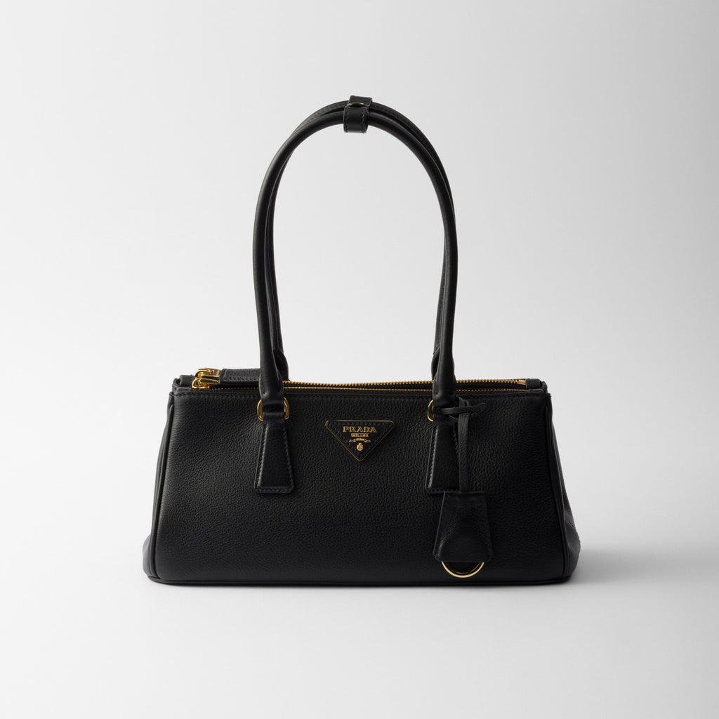 Prada Galleria Women's Classic Fashion Solid Color Metal Triangle Engraved Logo Calfskin Handbag Bags #78231