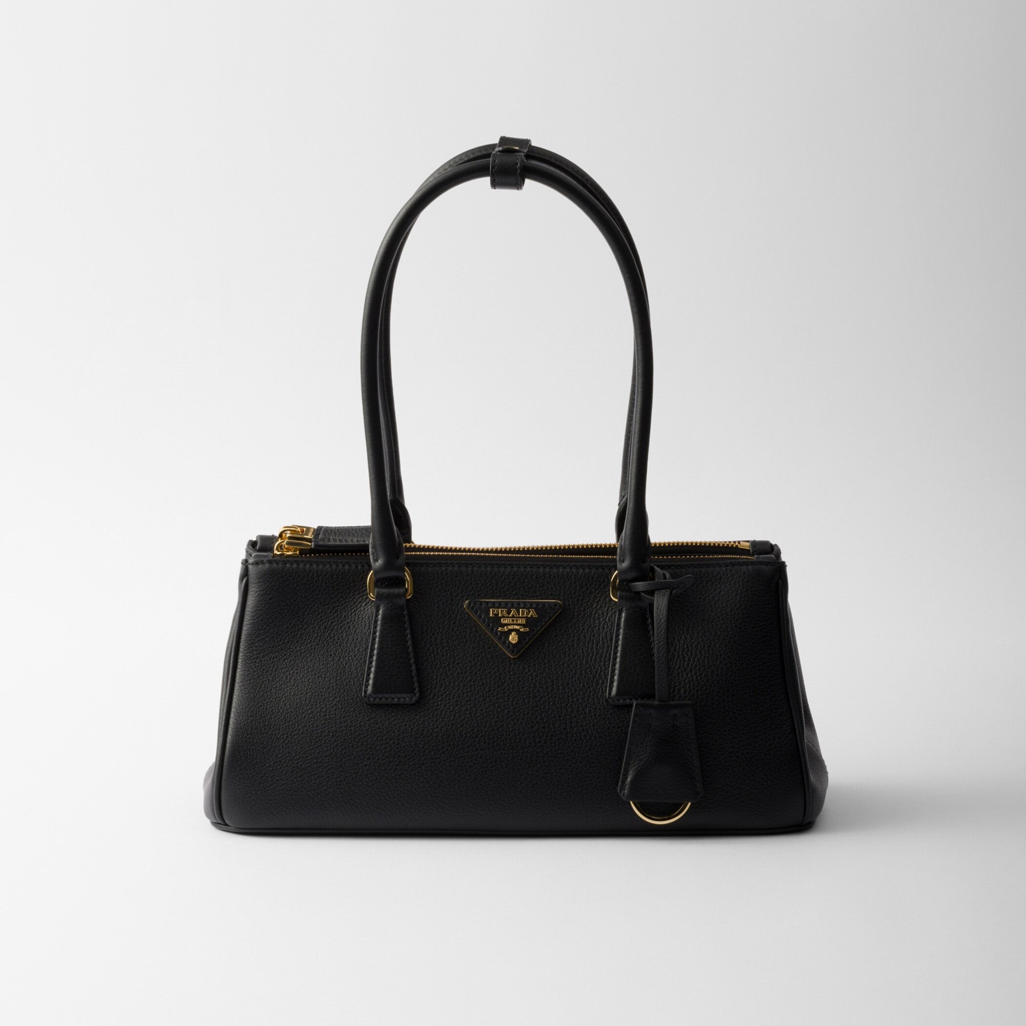 Prada Galleria Women's Classic Fashion Solid Color Metal Triangle Engraved Logo Calfskin Handbag Bags #78231