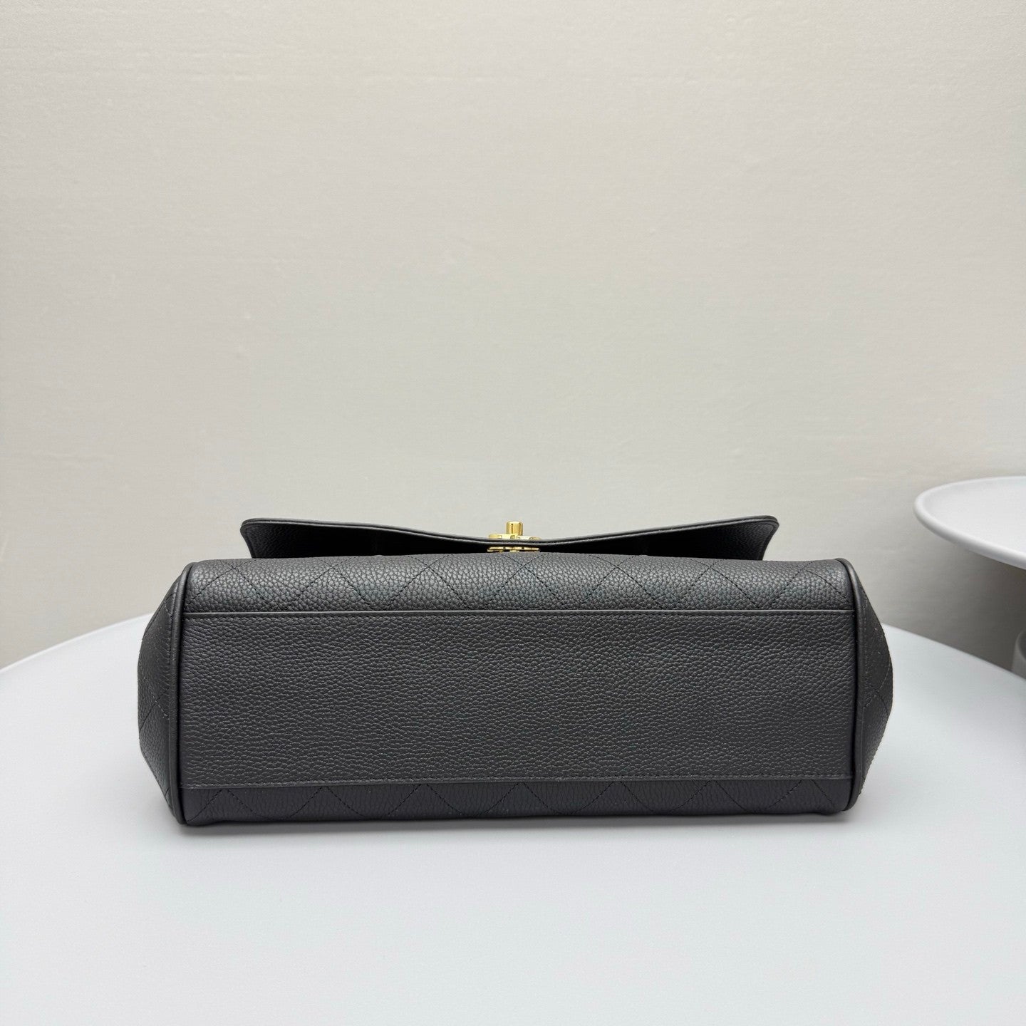 Chanel Small Shopping Bag Grained Calfskin Gold-tone Metal Black #380058