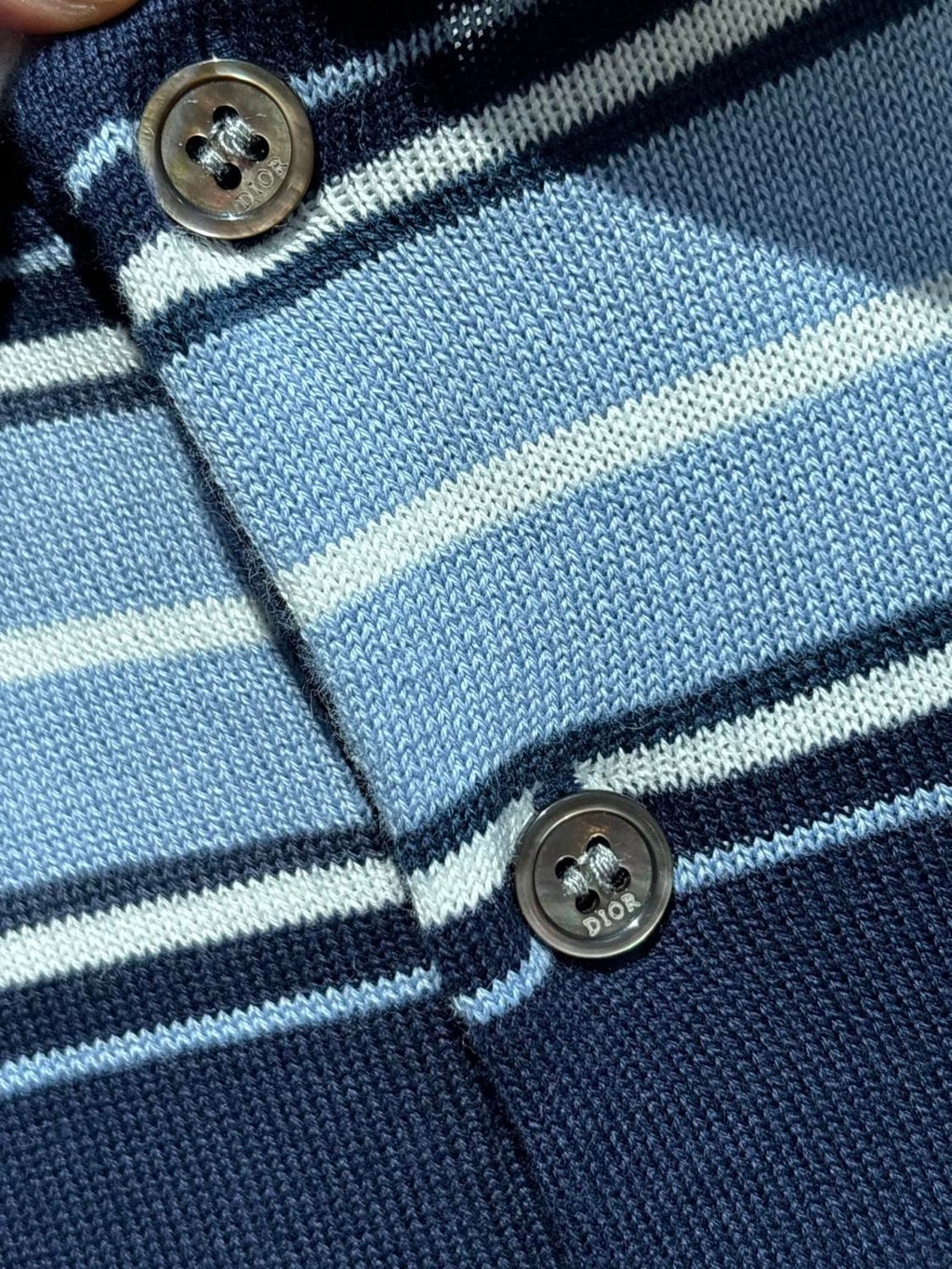 Dior Men's Summer Blue Cotton Plain Knit Fabric Suzuran Embroidery Polo Neck Short Sleeve T-Shirt #76931