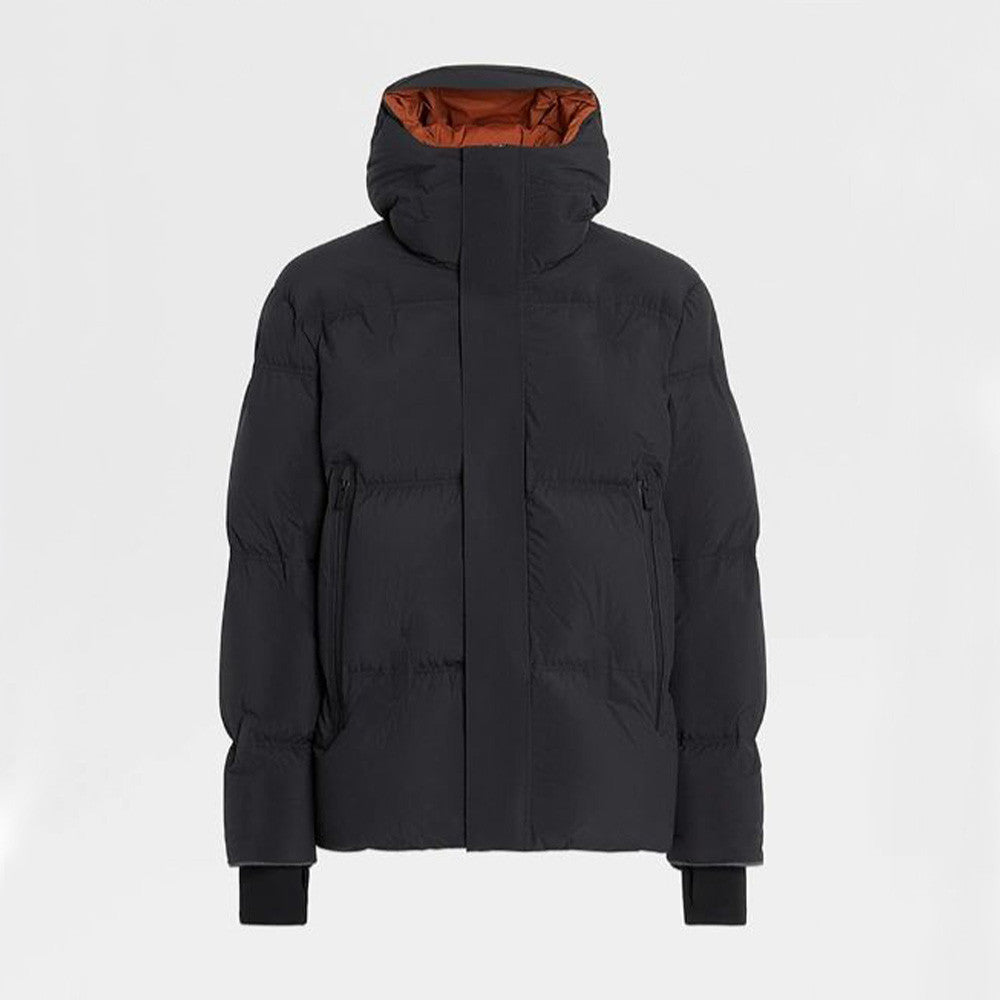 Ermenegildo Zegna Men's Winter Solid Colour Casual Zip Hooded Long Sleeve Fashion Loose Puffer Down Jacket Coat Ngvp #7441