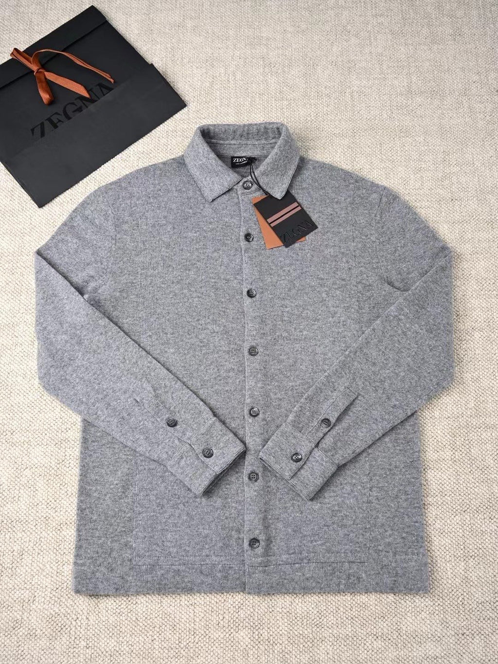 Ermenegildo Zegna Men's Spring. Summer. Autumn Cashmere Silk Lapel Long Sleeved Single Breasted Solid Color Shirt Ngvp #2564