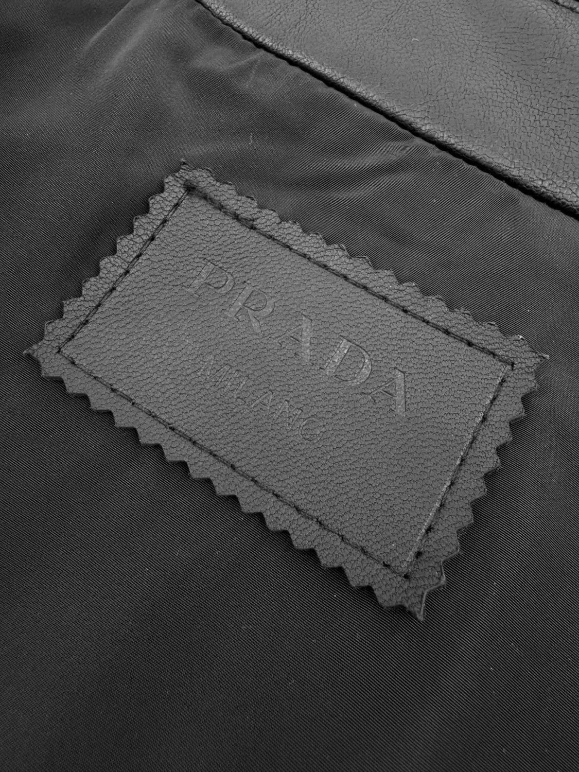 Prada Men's Fall/Winter Fashion Casual Solid Color Lapel Single Breasted Leather Jacket With Logo Triangle Emblem Jacket #79343