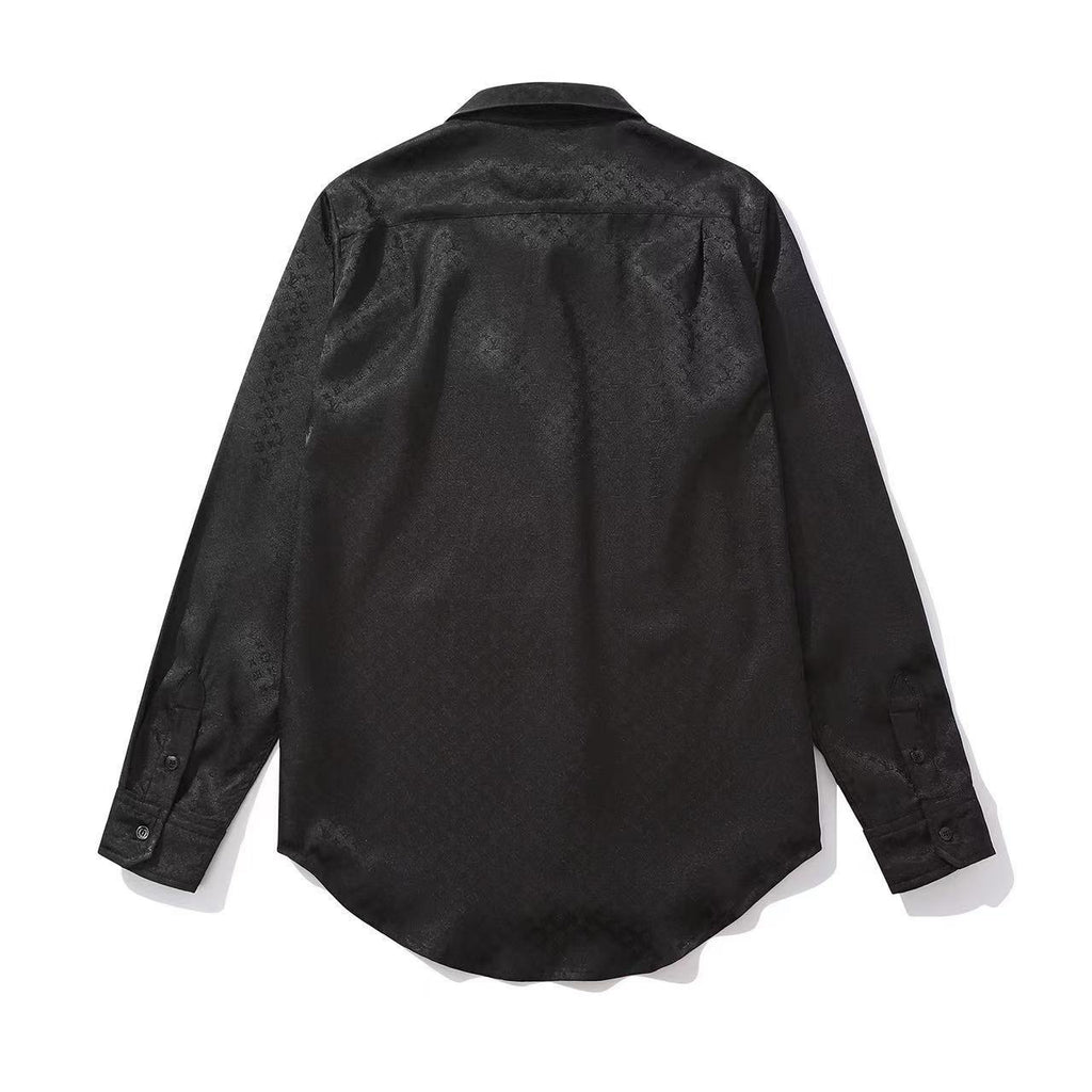 Louis Vuitton Men's Spring And Summer Solid Color Letter Print Silk Single Breasted Long Sleeved Shirt #76568