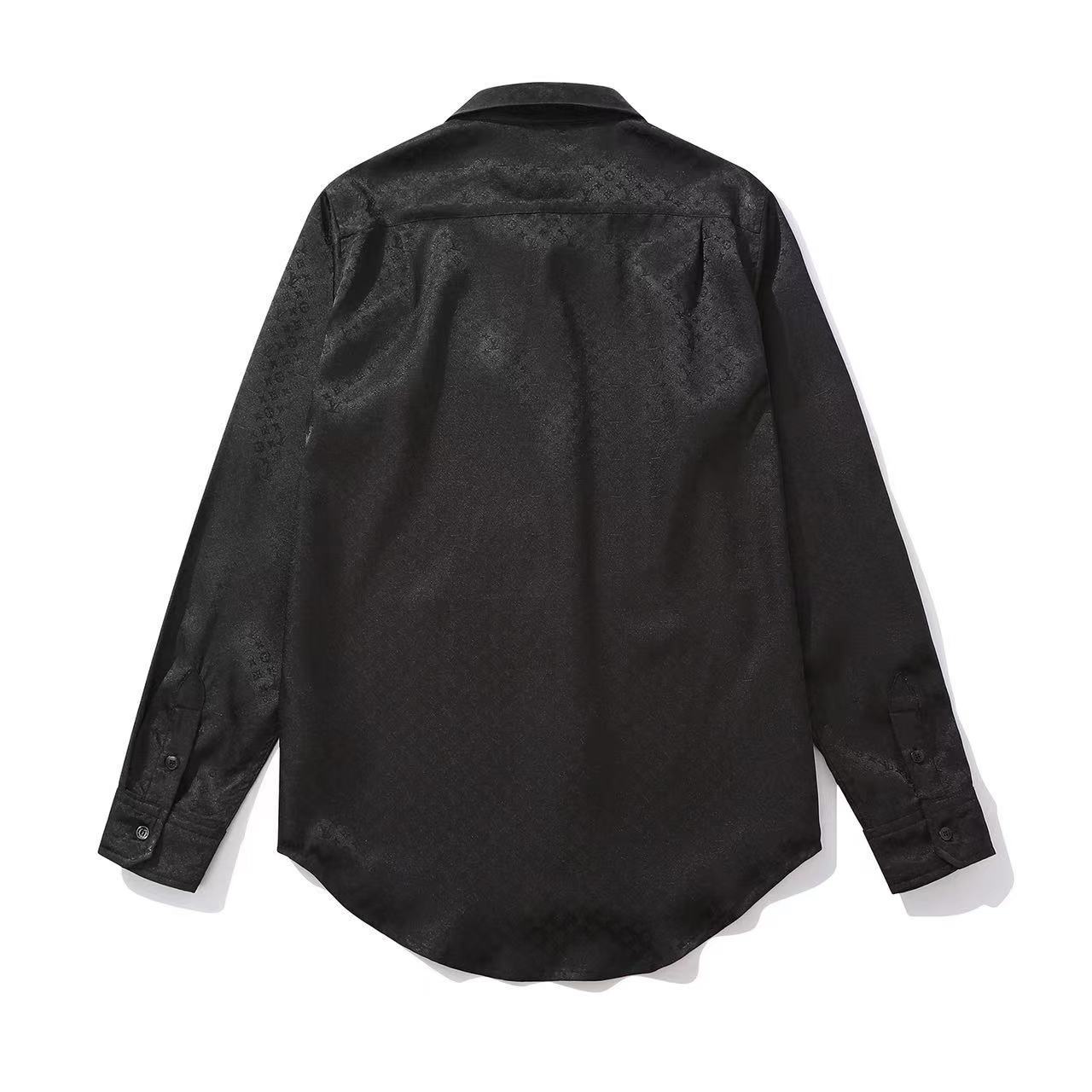 Louis Vuitton Men's Spring And Summer Solid Color Letter Print Silk Single Breasted Long Sleeved Shirt #76568