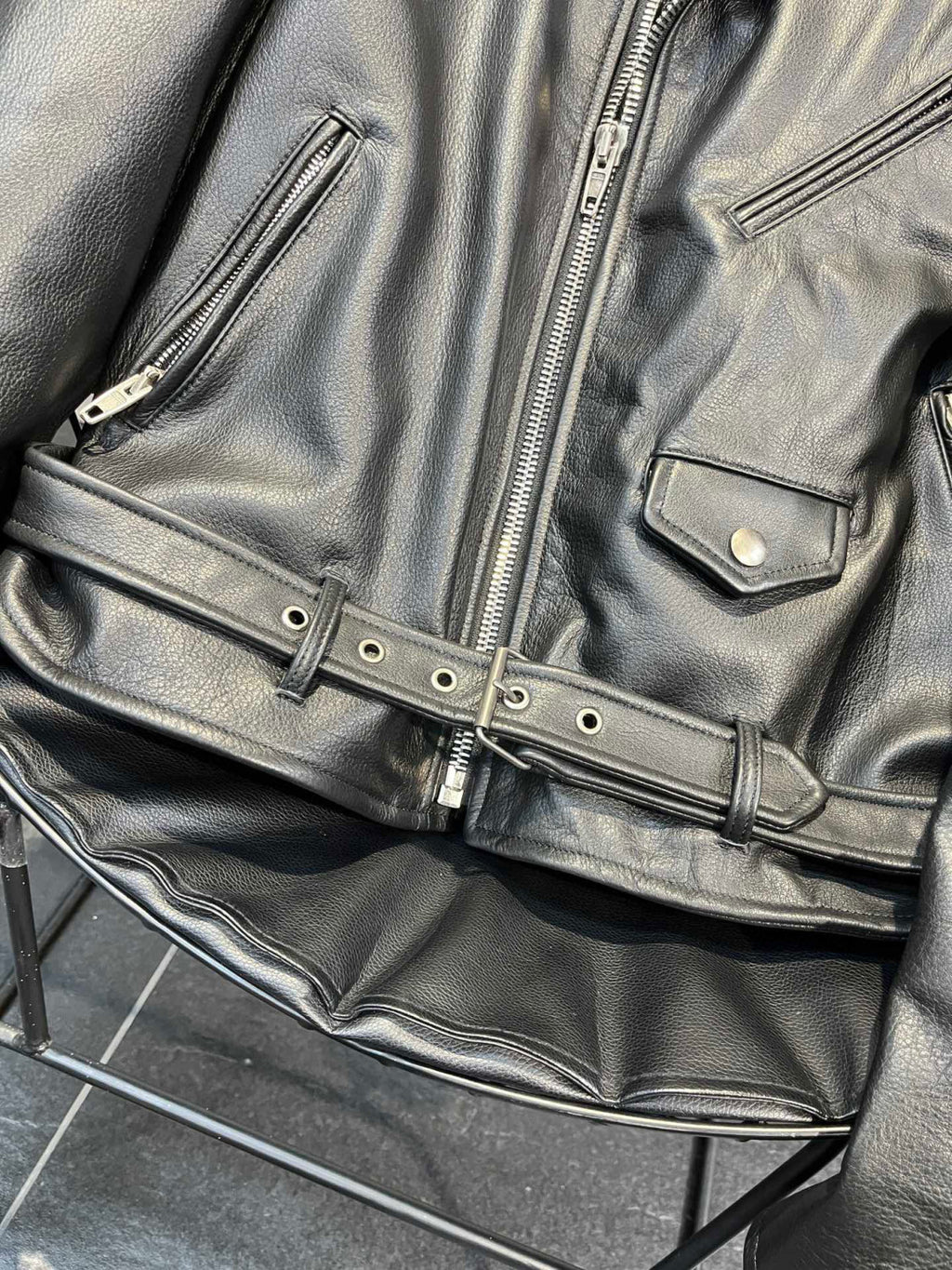 Balenciaga Letter Zip Leather Jacket in Black Ngvp #6497