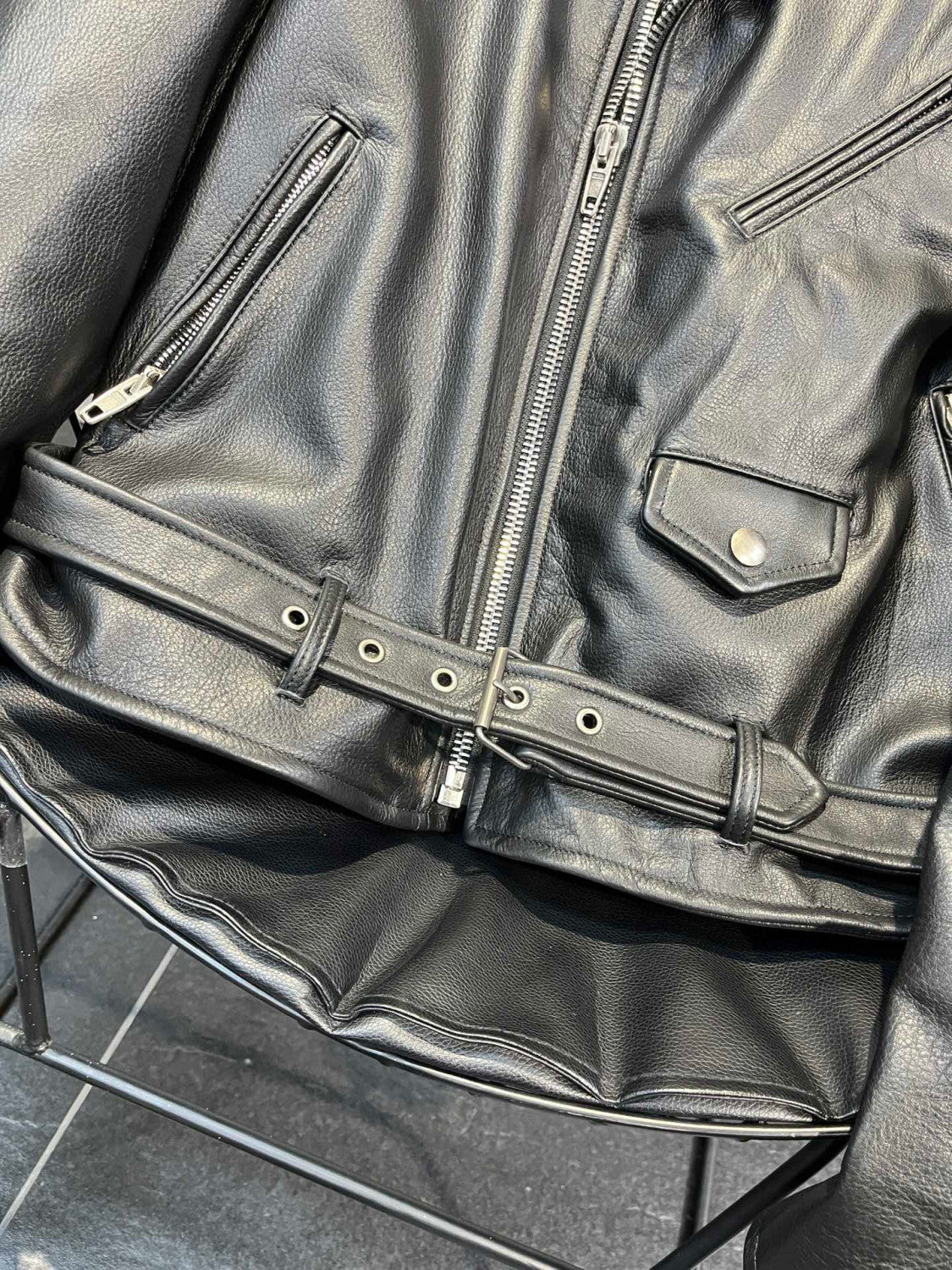 Balenciaga Letter Zip Leather Jacket in Black Ngvp #6497