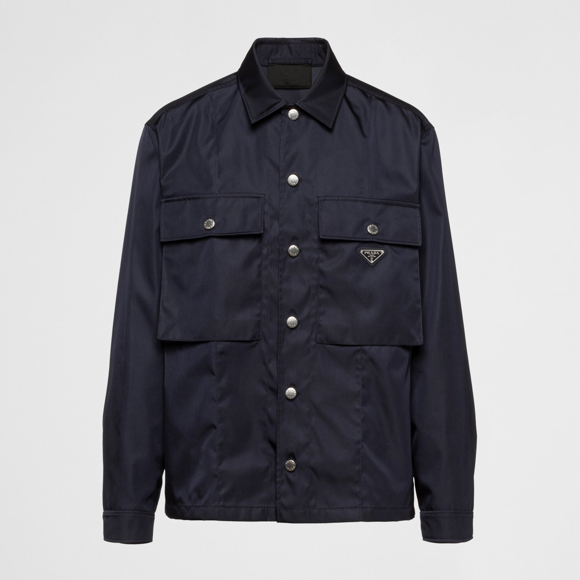 Prada Men's Spring And Fall Solid Color Nylon Lapel Single Breasted Long Sleeved Jacket #72496