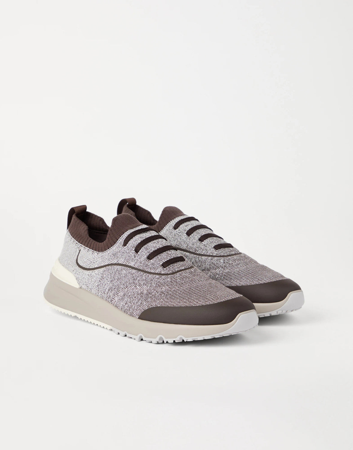 Brunello Cucinelli Men's Four-Season Techno Cotton Knit Runners With Heat-Bonded Details Solid-Color Low-Top Thick-Sole Sneakers Casual Shoes Ngvp #2712