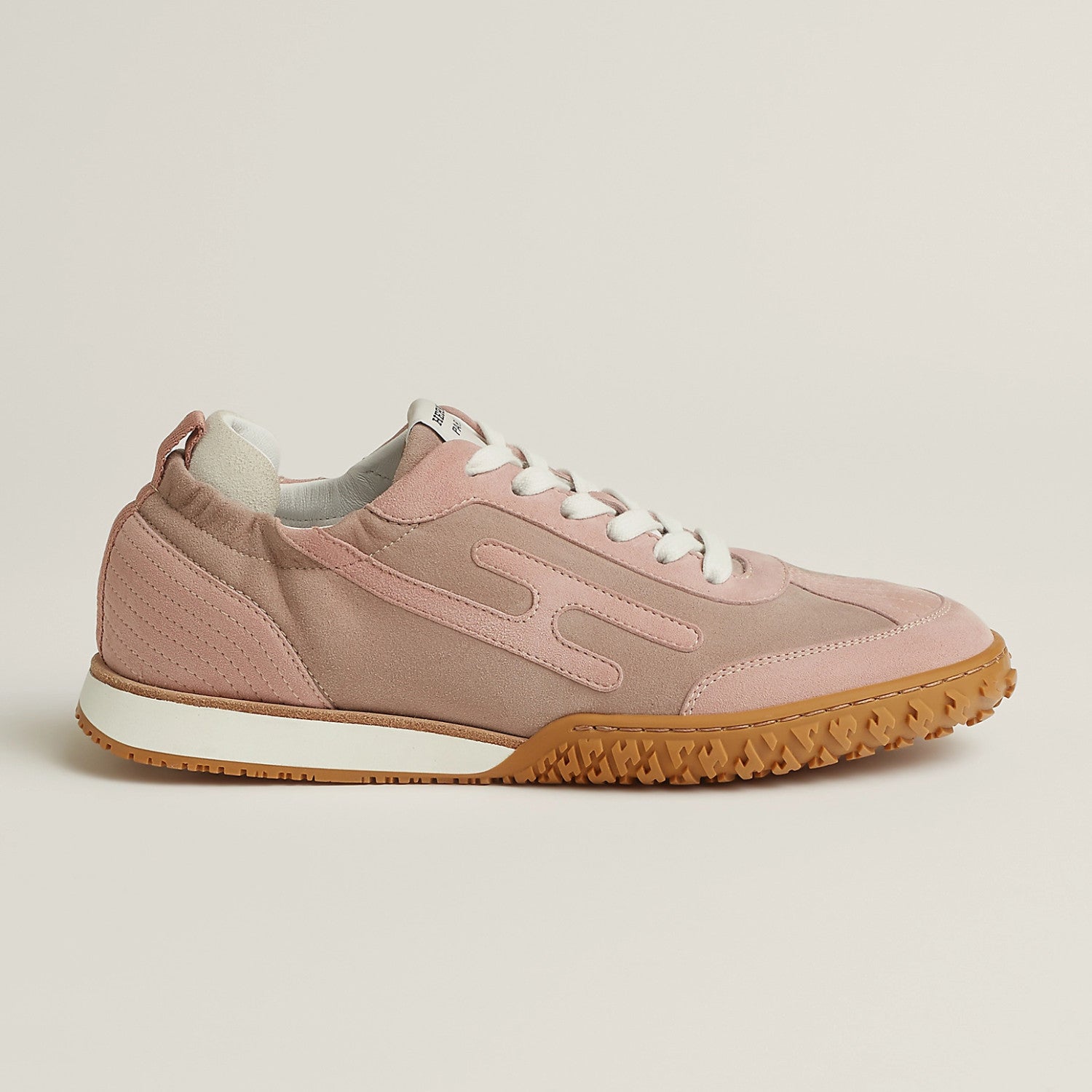 Hermes Jet Women's Four-Season Color-Blocked Suede Fabric Rubber Sole Low-Top Lace-Up Sneakers Shoes #77573