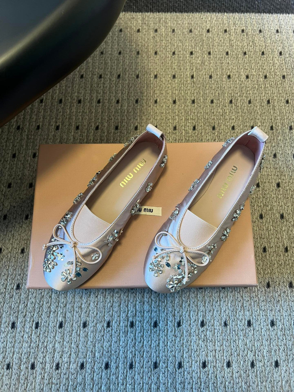 Miumiu Rhinestone Ballet Flats #336871
