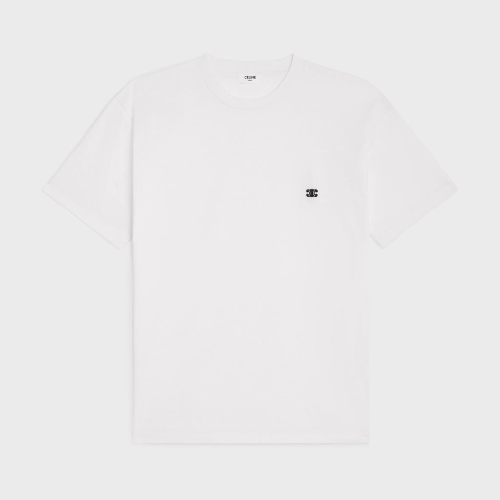Celine Unisex Genderless Summer Solid Color Short Sleeve Loose Triomphe T-shirt In Cotton Jersey #97212