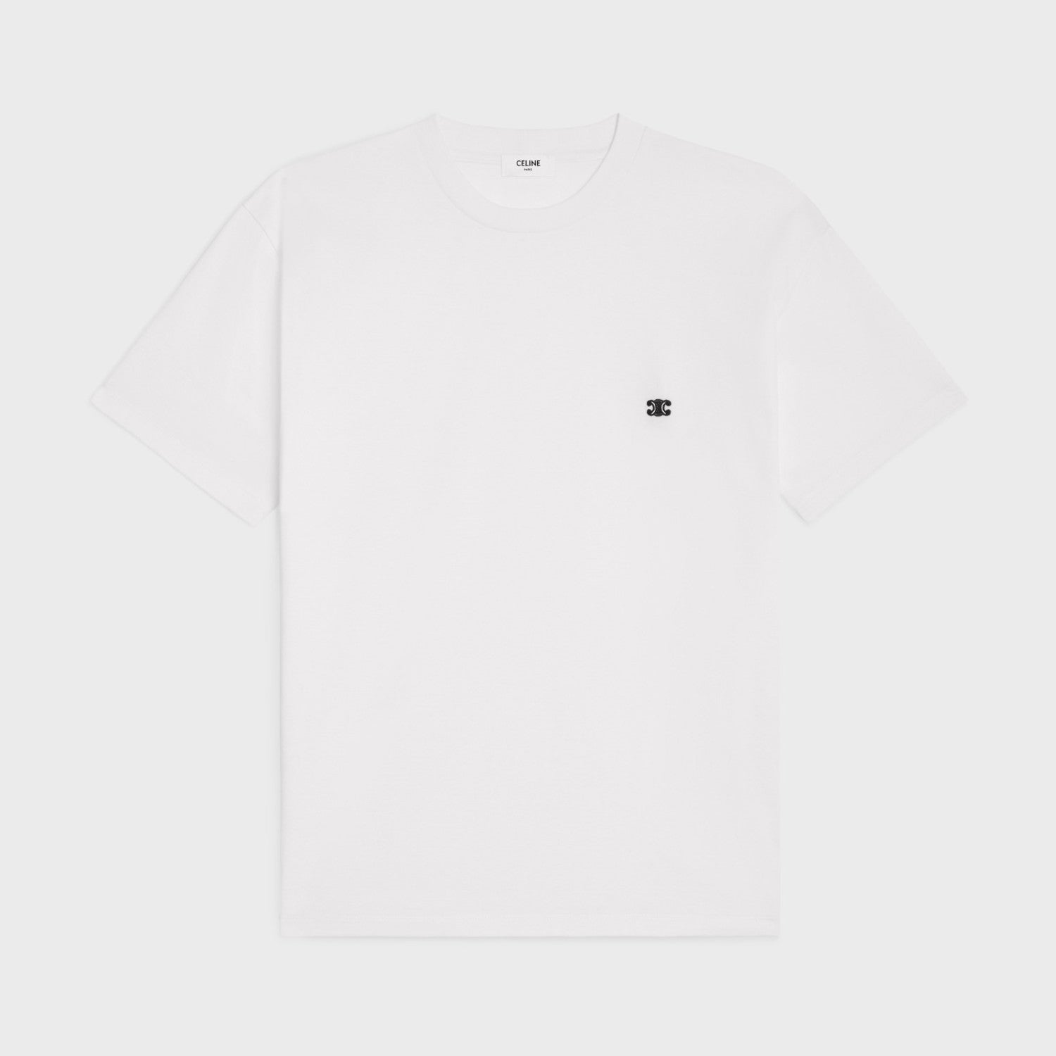 Celine Unisex Genderless Summer Solid Color Short Sleeve Loose Triomphe T-shirt In Cotton Jersey #97212