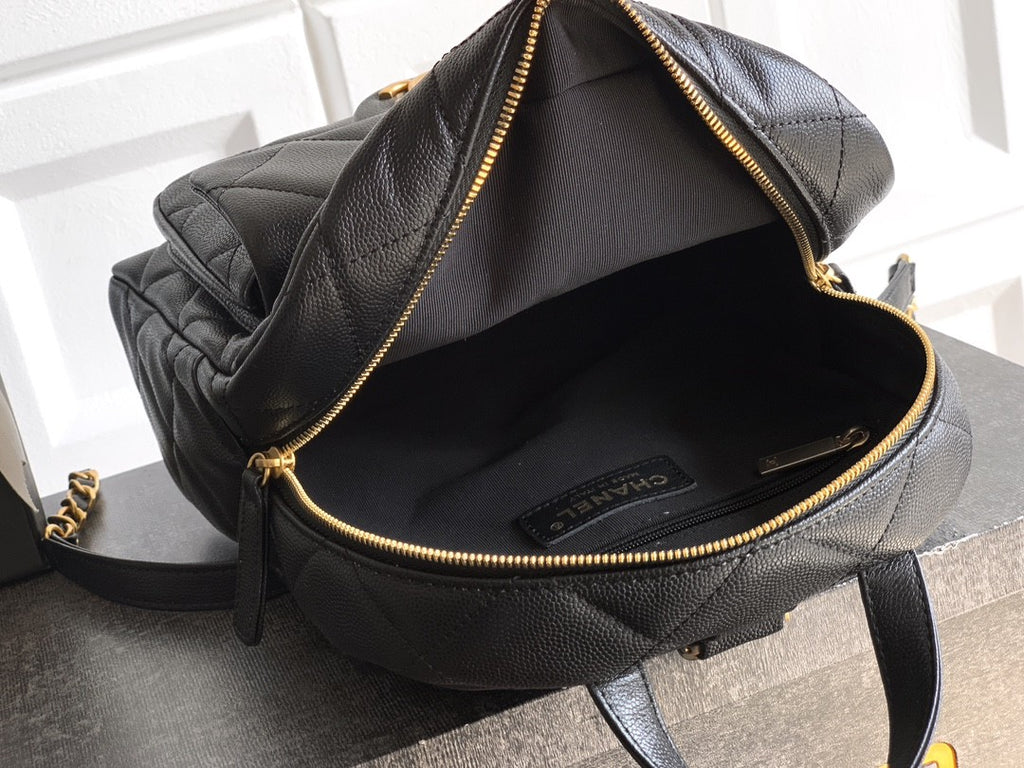 Chanel Women's Fashion Classic Solid Color Double Zip Leather Logo Backpack With Chain Straps Bag Bags AS5793-B22082-94305 #79454