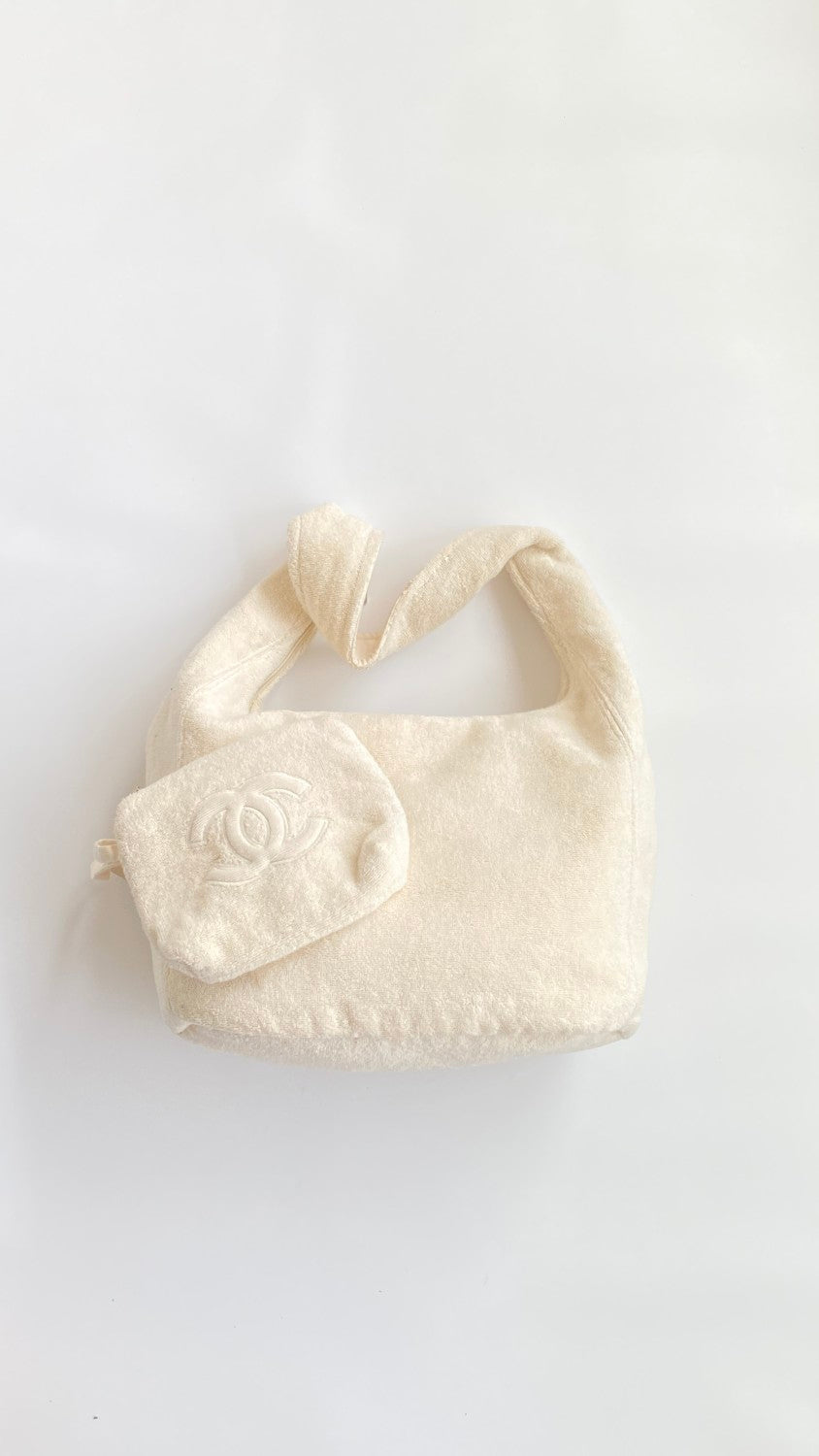 Chanel Women's CoCo Beach Collection Cotton Beach Bag Logo Solid Color Tote Bag Bags AAA938-B20128-10800 #81285