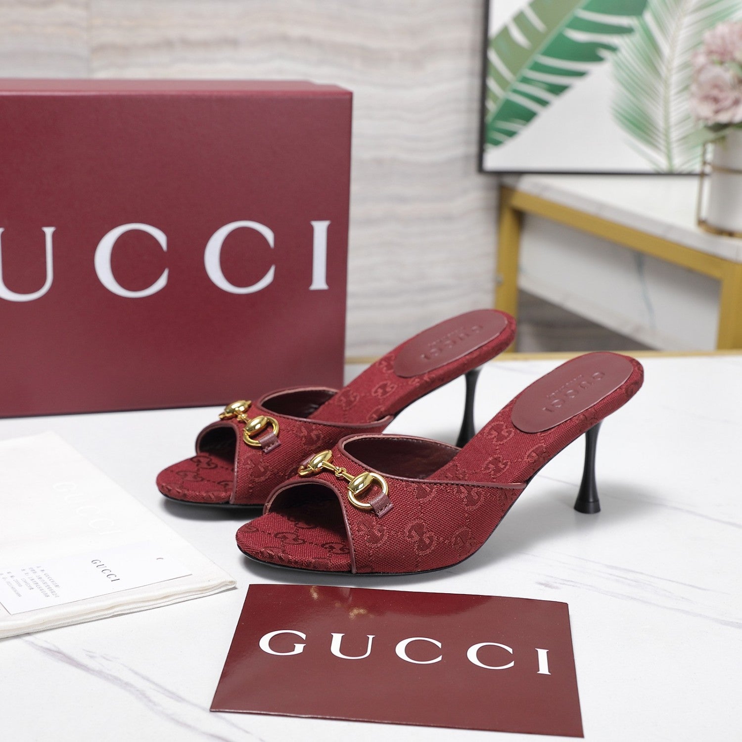 Gucci Leather Chain Decorated High Heel Sandals #387634