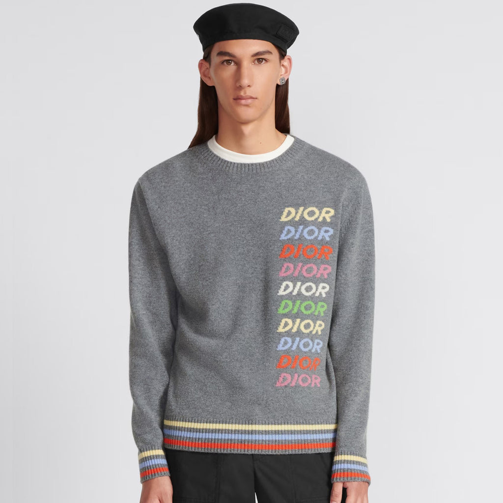 Dior Men's Spring & Autumn Colorful Logo Letter Embroidery Crew Neck Cashmere Sweater Pullover #97942