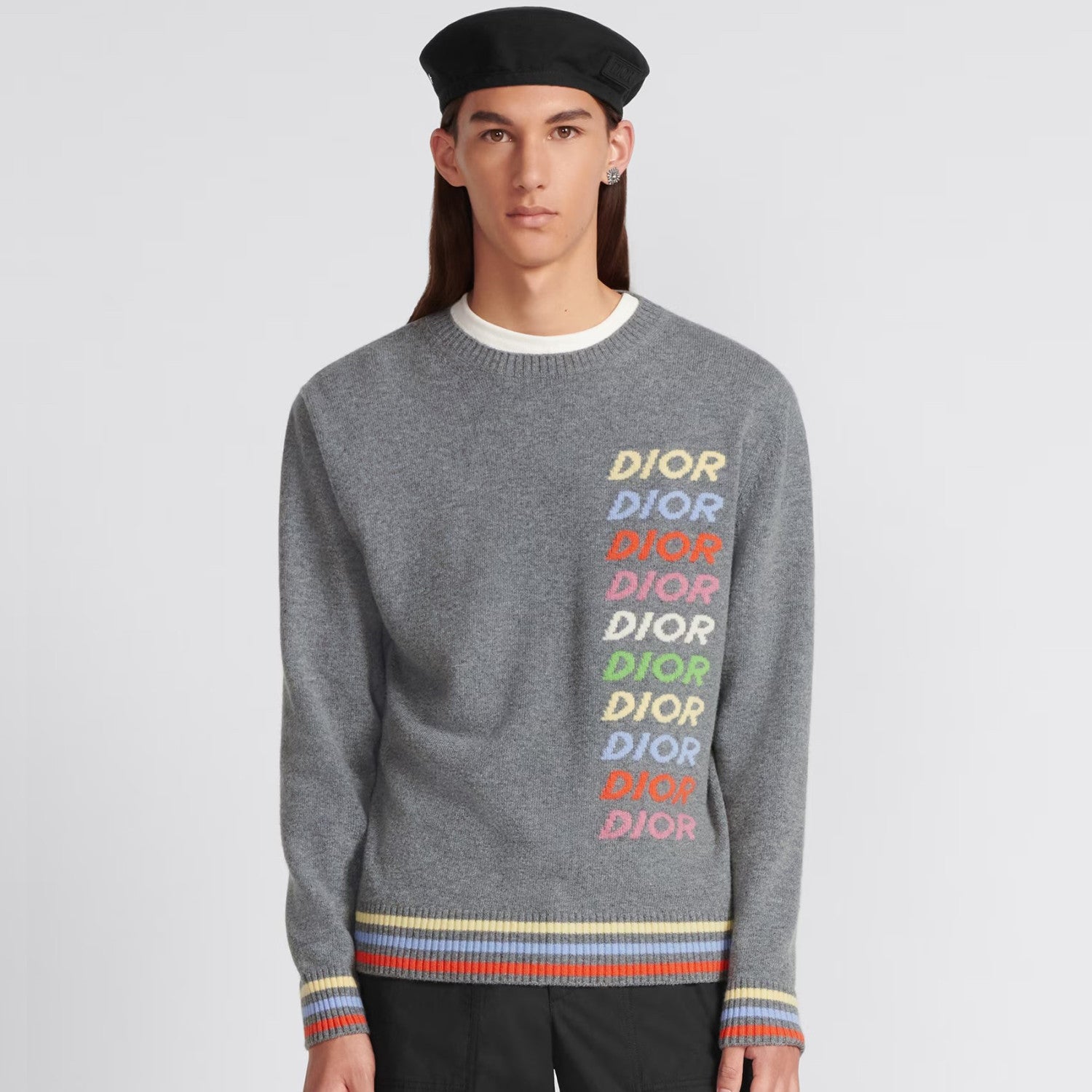 Dior Men's Spring & Autumn Colorful Logo Letter Embroidery Crew Neck Cashmere Sweater Pullover #97942