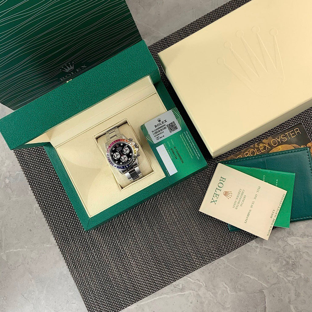 Rolex Men's and Women's Colorful Crystal Diamonds Steel Strap Waterproof Watch #99898