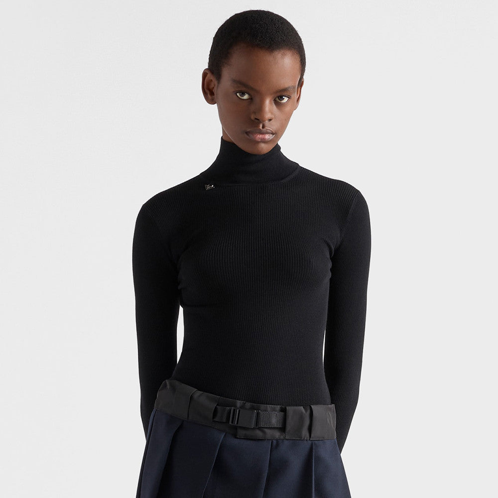 Prada Men's and Women's Solid Color Turtleneck Slim-cut Wool Sweater #333520