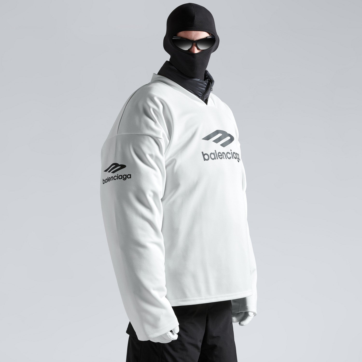 Balenciaga Men's Solid Colour Letter Logo Skiwear - 3b Sports Icon Ski Long Sleeve T-shirt #97418