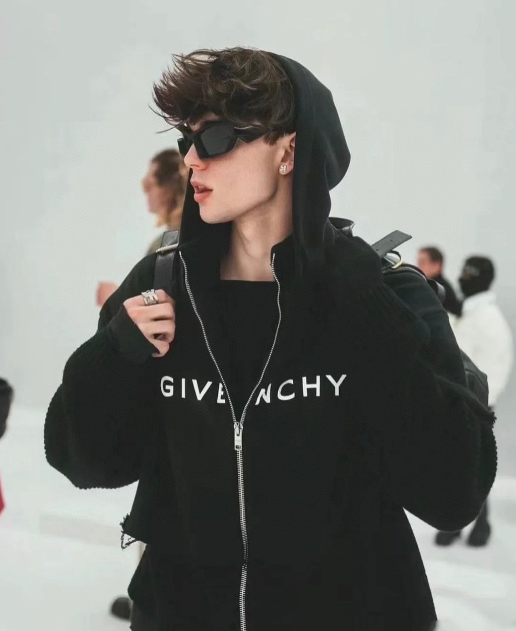 Givenchy Men's Patchwork Fake Two Piece Straight Long Sleeve Hooded Sweatshirt Zipper Jacket #97324