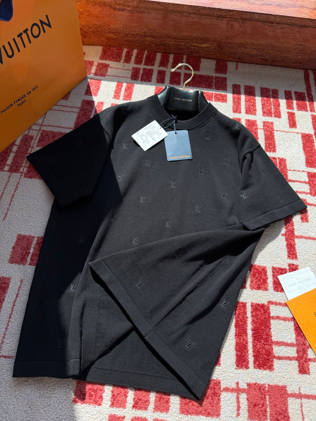Louis Vuitton Men's Summer Solid Colour Embroidered Logo Print Round Neck Cotton Short Sleeve T-Shirt #76775