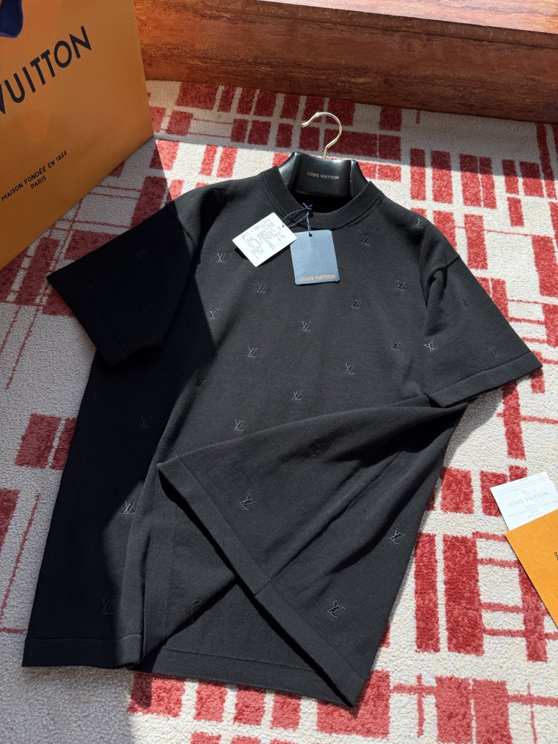 Louis Vuitton Men's Summer Solid Colour Embroidered Logo Print Round Neck Cotton Short Sleeve T-Shirt #76775