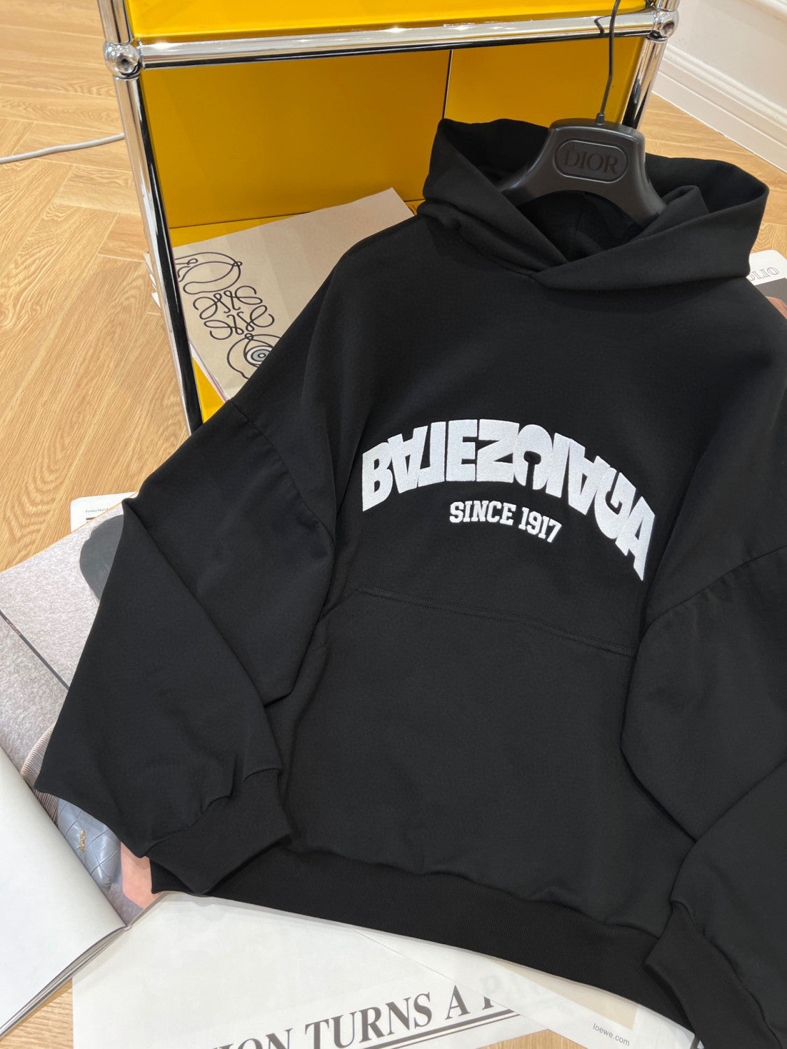 Balenciaga Back Flip Round Hoodie Oversize In Black Mirror Letter Hooded Sweatshirt Pullover #96248