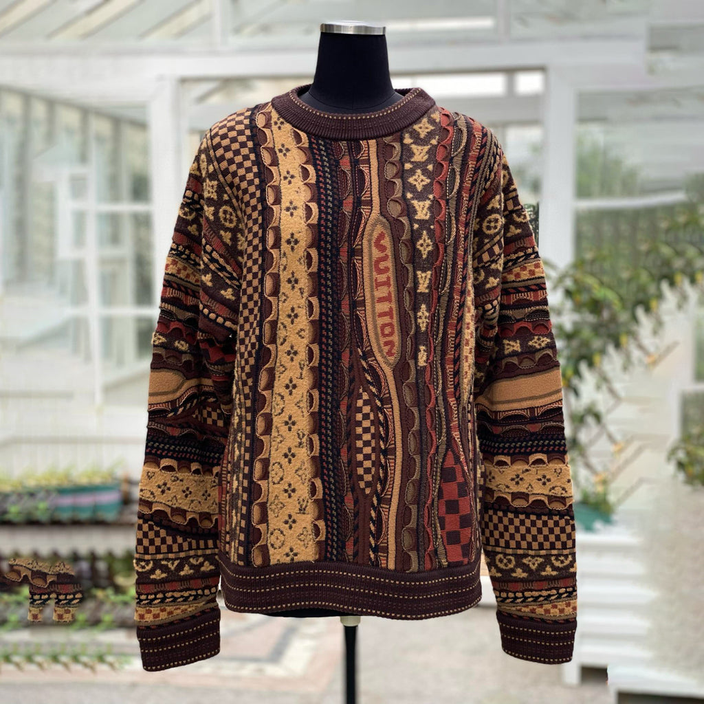 Louis Vuitton Men's Fall/Winter Fashion Casual Crewneck Pullover Ribbed Knit Wool Cotton Blend Sweater #79282