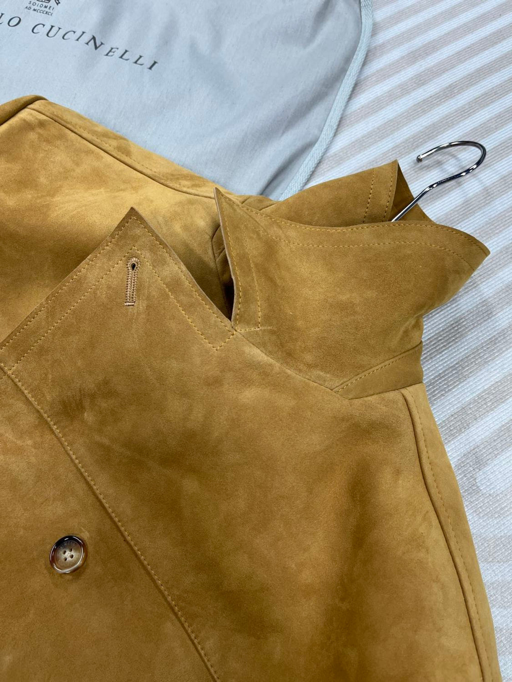 Brunello Cucinelli Men's Women's Autumn And Winter Leather Trench Coat Casual Solid Color Lapel Belt Jacket Ngvp #9777