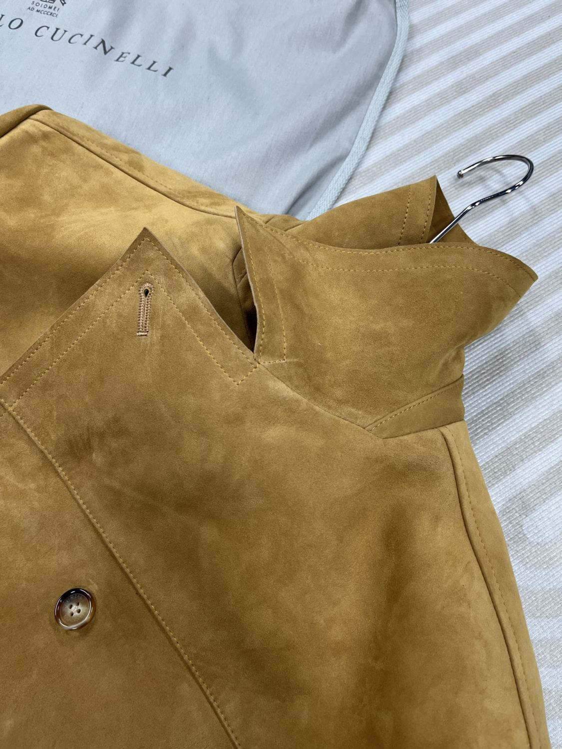 Brunello Cucinelli Men's Women's Autumn And Winter Leather Trench Coat Casual Solid Color Lapel Belt Jacket Ngvp #9777