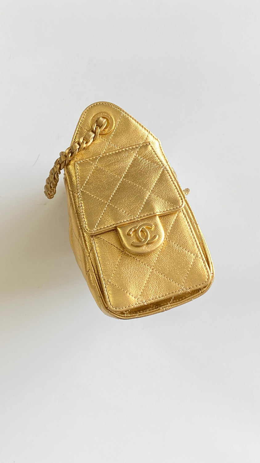 Chanel 25 Mini handbag Metallic Grained Calfskin #333968