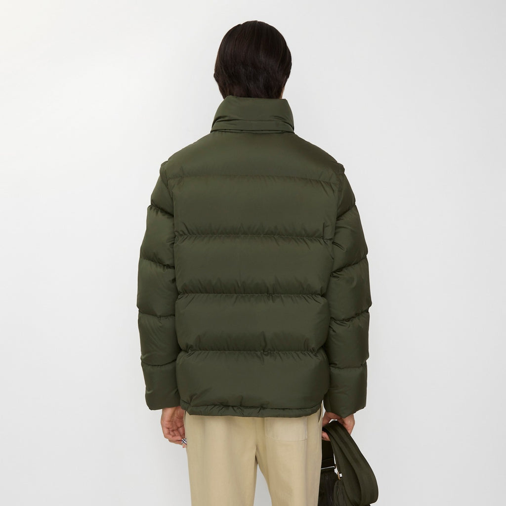 Burberry Detachable Sleeve Puffer Jacket in Flax Men's Nylon #335005