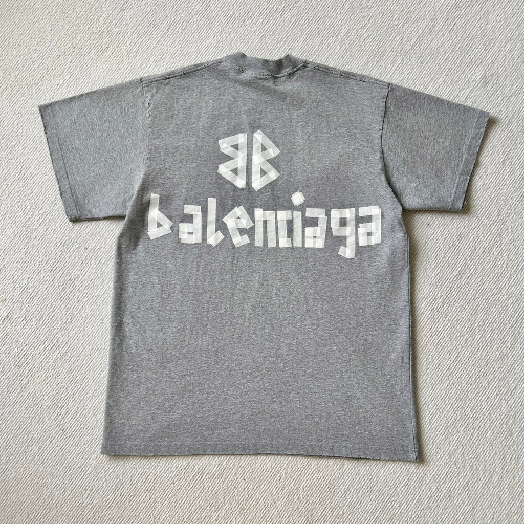 Balenciaga Men's Summer Letter Logo Print Round Neck Regular Fit Short Sleeve T-Shirt #73475
