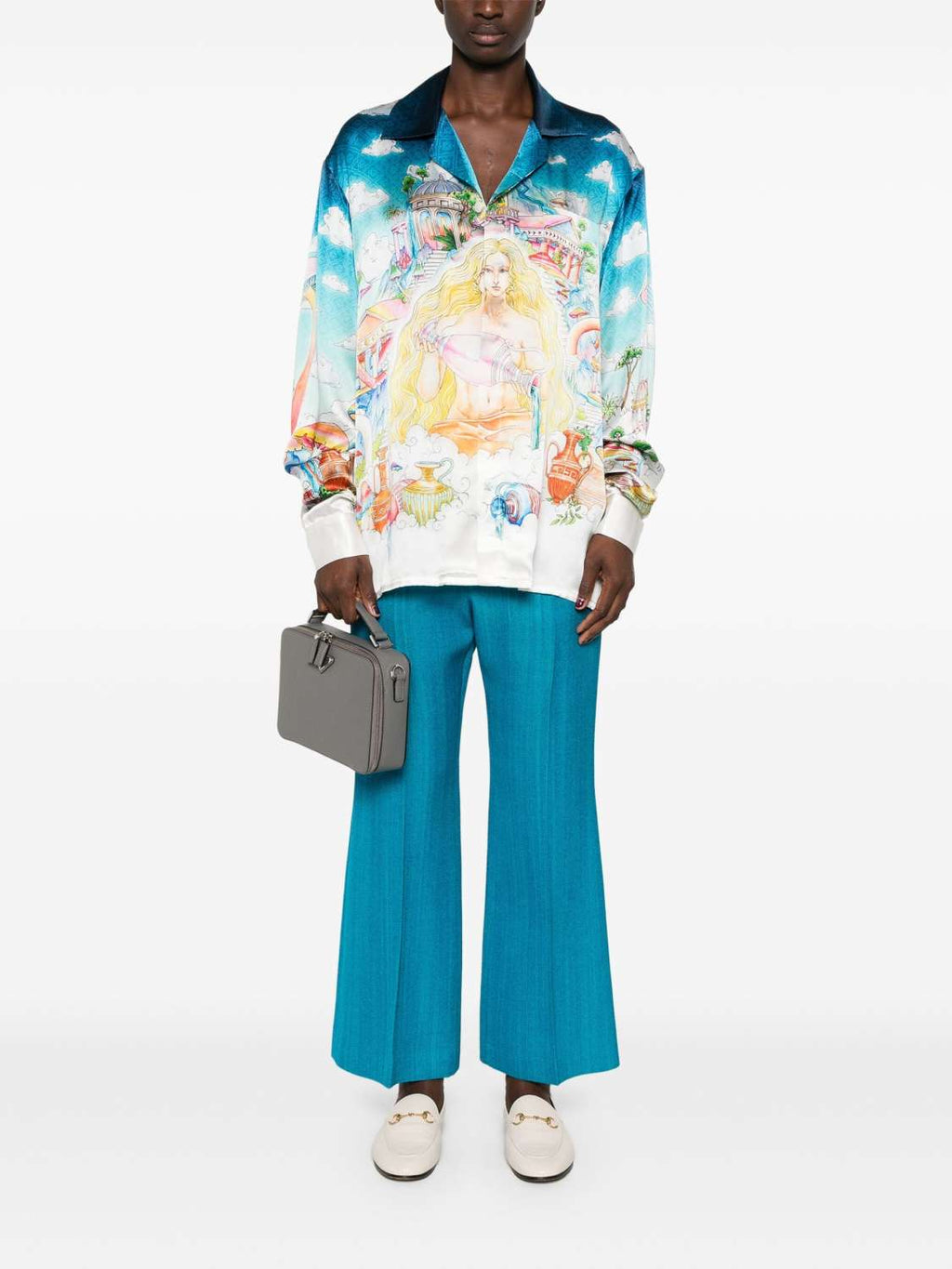 Casablanca Men's Spring And Autumn Patterned Printed Single Breasted Fitted Silk Long Sleeve Shirt #71397