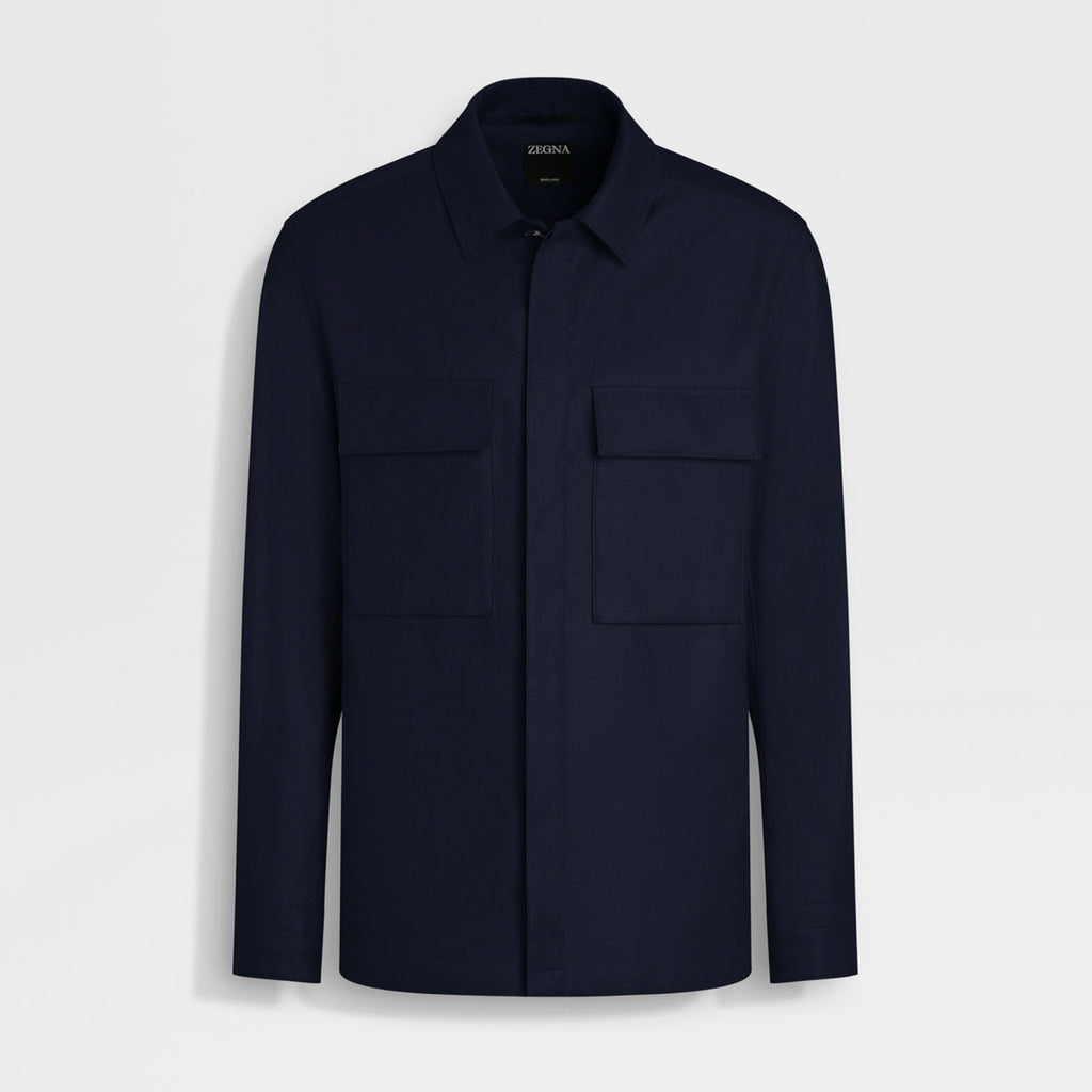 Ermenegildo Zegna Oasi Lino Shirt Jacket Men's Spring And Summer Lapel Single-breasted Pocket Temperament Shirt Simple Commuter Jacket Ngvp #1185