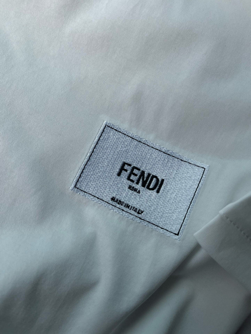 Fendi Men's Summer Solid Colour Logo Embroidered Jacquard Applique Plain Cotton Round Neck Short Sleeve T-Shirt #99372