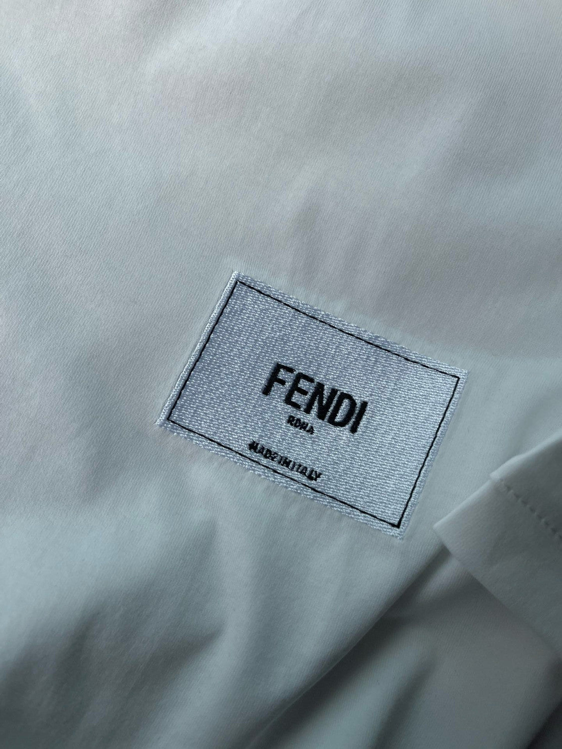 Fendi Men's Summer Solid Colour Logo Embroidered Jacquard Applique Plain Cotton Round Neck Short Sleeve T-Shirt #99372