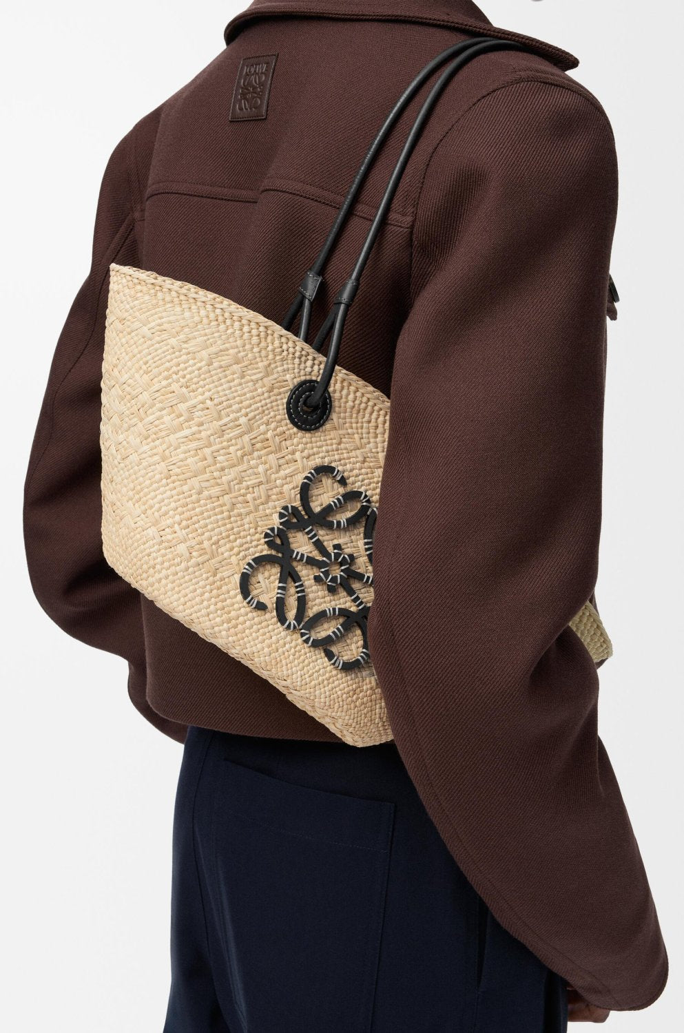 Loewe Small Anagram Basket Bag in Iraca Palm Calfskin Beige Summer Vacation Fashion Elegant Logo Oversized Tote Bag Classic Clutch Bags #82694A