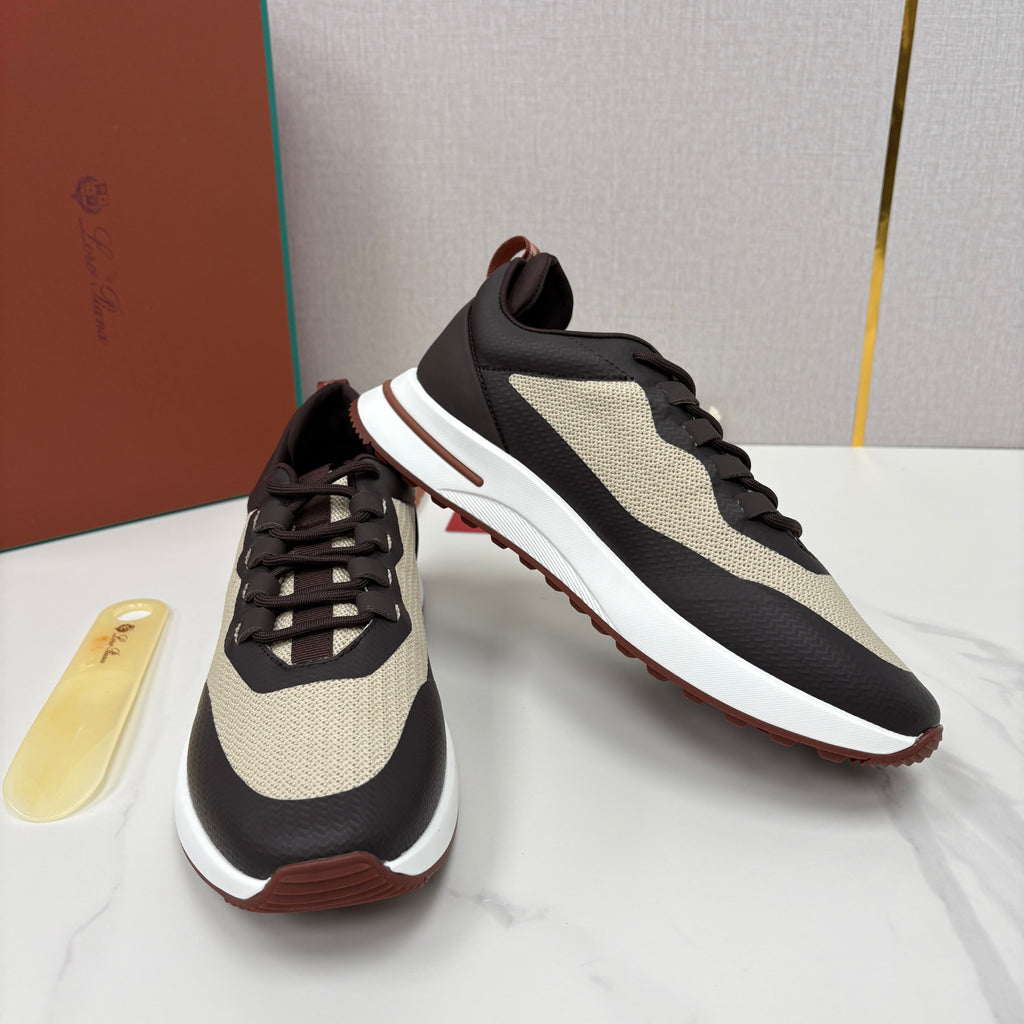 Loro Piana Week End Walk Mesh Cowhide Suede Casual Sneakers #381648